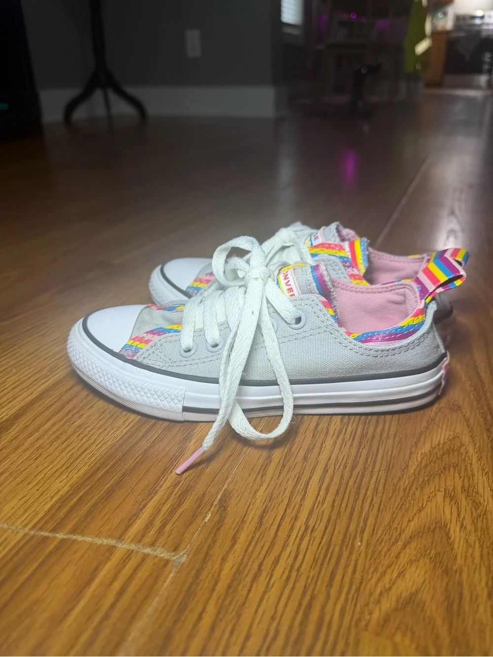 Converse Chuck Taylor All Star Double Upper Grey Rainbow Stripe Sneakers 12